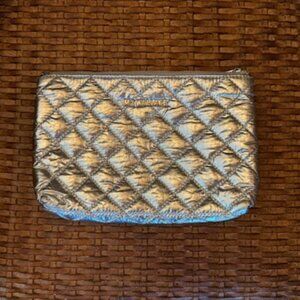 MZ Wallace Silver Metallic Pouch / Cosmetic Bag